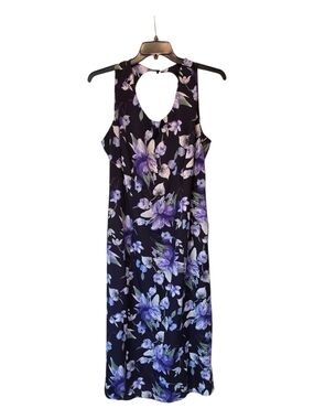 🇺🇸Expressions Black Maxi Dress with Purple Floral Pattern Size 20W